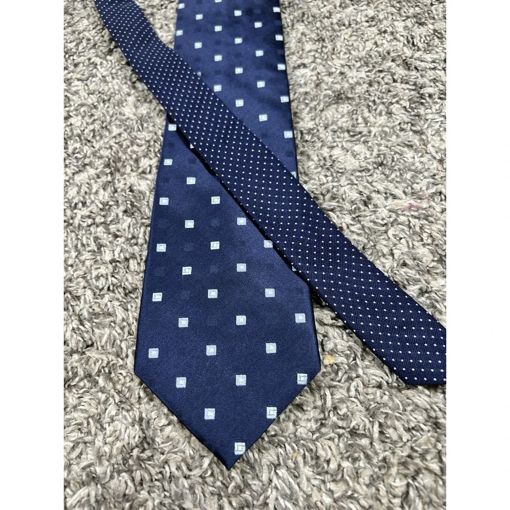 Tommy Hilfiger Mens Tie Necktie‎ One Size Blue Dot Print Silk